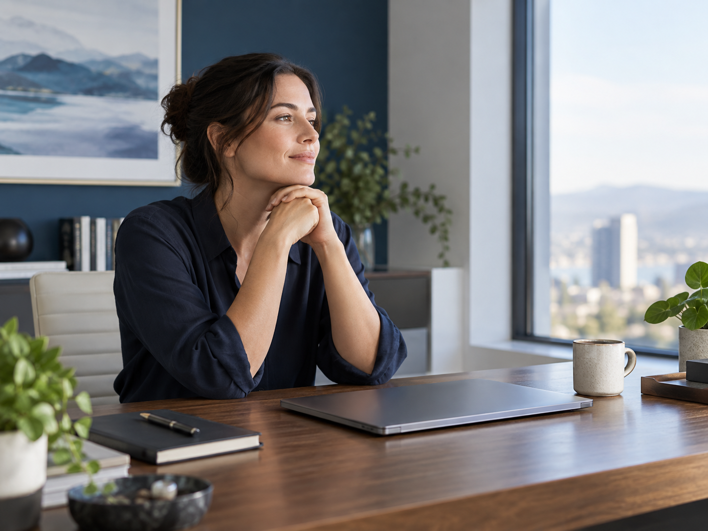 Pessoa fazendo uma pausa consciente no trabalho